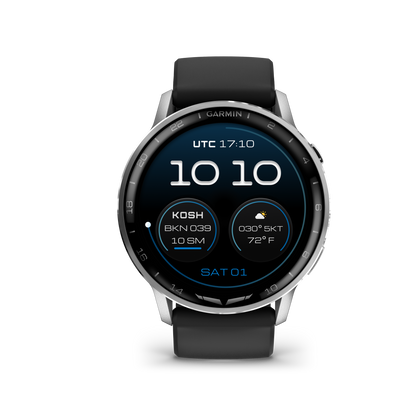 Garmin D2 Air X15 Aviator Smartwatch – Silver with Black Silicone Band