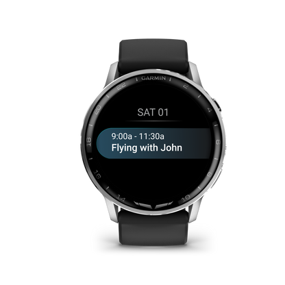 Garmin D2 Air X15 Aviator Smartwatch – Silver with Black Silicone Band