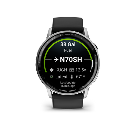 Garmin D2 Air X15 Aviator Smartwatch – Silver with Black Silicone Band