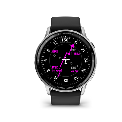 Garmin D2 Air X15 Aviator Smartwatch – Silver with Black Silicone Band