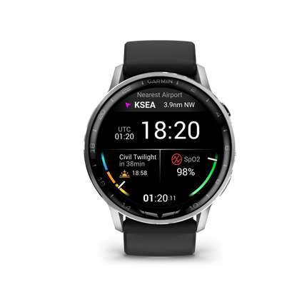 Garmin D2 Air X15 Aviator Smartwatch – Silver with Black Silicone Band