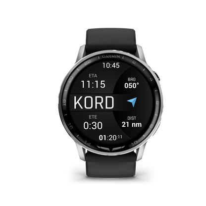 Garmin D2 Air X15 Aviator Smartwatch – Silver with Black Silicone Band