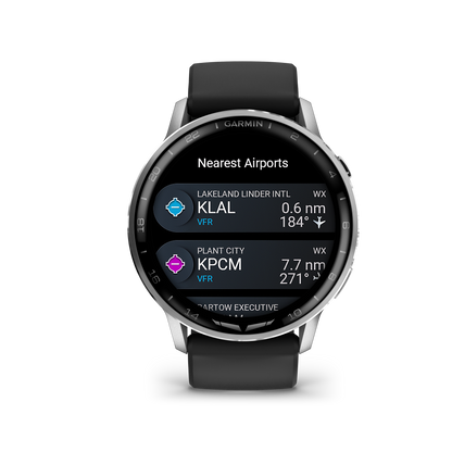 Garmin D2 Air X15 Aviator Smartwatch – Silver with Black Silicone Band