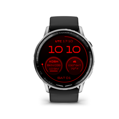 Garmin D2 Air X15 Aviator Smartwatch – Silver with Black Silicone Band