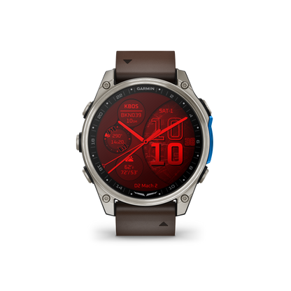 Garmin D2 Mach 2 Aviator Smartwatch: Titanium with Oxford Brown Leather Band (47 mm)