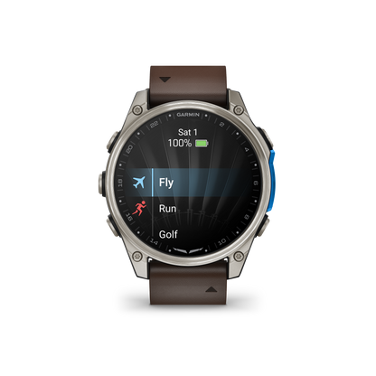 Garmin D2 Mach 2 Aviator Smartwatch: Titanium with Oxford Brown Leather Band (47 mm)