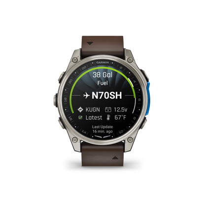 Garmin D2 Mach 2 Aviator Smartwatch: Titanium with Oxford Brown Leather Band (47 mm)