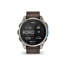 Garmin D2 Mach 2 Aviator Smartwatch: Titanium with Oxford Brown Leather Band (47 mm)