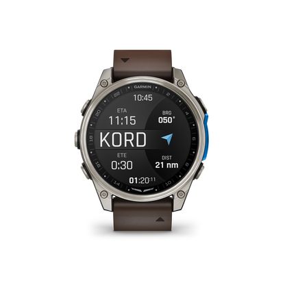 Garmin D2 Mach 2 Aviator Smartwatch: Titanium with Oxford Brown Leather Band (47 mm)