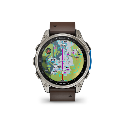 Garmin D2 Mach 2 Aviator Smartwatch: Titanium with Oxford Brown Leather Band (47 mm)