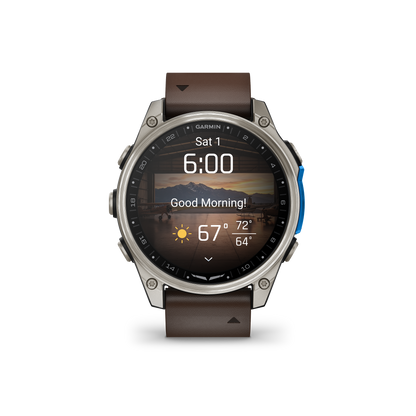 Garmin D2 Mach 2 Aviator Smartwatch: Titanium with Oxford Brown Leather Band (47 mm)