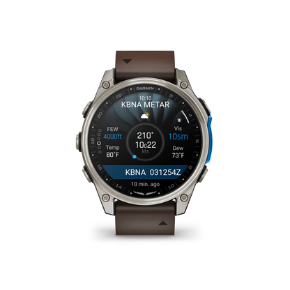 Garmin D2 Mach 2 Aviator Smartwatch: Titanium with Oxford Brown Leather Band (47 mm)