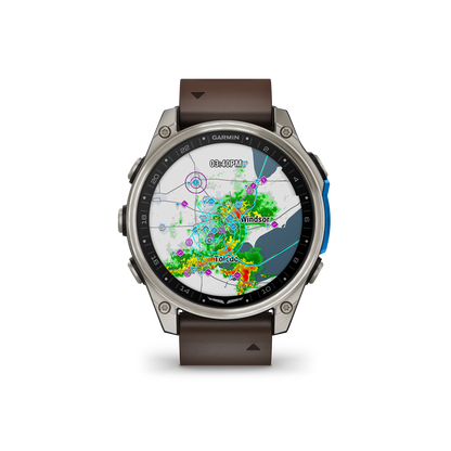Garmin D2 Mach 2 Aviator Smartwatch: Titanium with Oxford Brown Leather Band (47 mm)