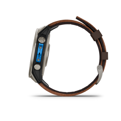 Garmin D2 Mach 2 Aviator Smartwatch: Titanium with Oxford Brown Leather Band (47 mm)