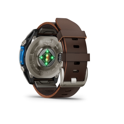 Garmin D2 Mach 2 Aviator Smartwatch: Titanium with Oxford Brown Leather Band (47 mm)
