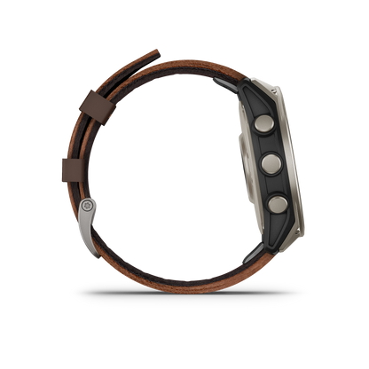 Garmin D2 Mach 2 Aviator Smartwatch: Titanium with Oxford Brown Leather Band (47 mm)