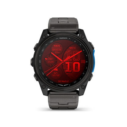 Garmin D2 Mach 2 Aviator Smartwatch: Carbon Gray DLC Titanium with Vented Titanium Bracelet (51 mm)