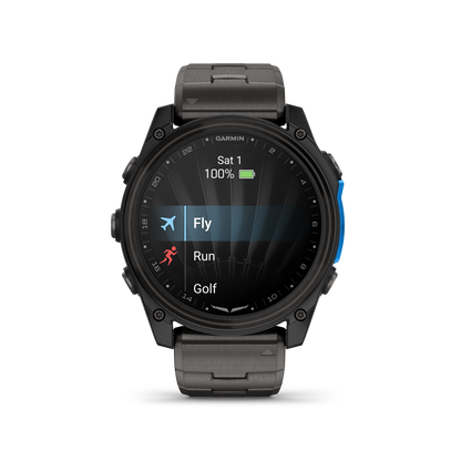 Garmin D2 Mach 2 Aviator Smartwatch: Carbon Gray DLC Titanium with Vented Titanium Bracelet (51 mm)