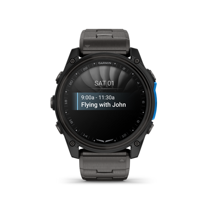 Garmin D2 Mach 2 Aviator Smartwatch: Carbon Gray DLC Titanium with Vented Titanium Bracelet (51 mm)