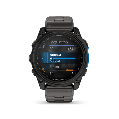Garmin D2 Mach 2 Aviator Smartwatch: Carbon Gray DLC Titanium with Vented Titanium Bracelet (51 mm)