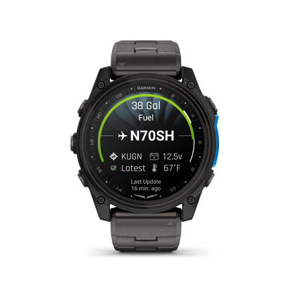 Garmin D2 Mach 2 Aviator Smartwatch: Carbon Gray DLC Titanium with Vented Titanium Bracelet (51 mm)