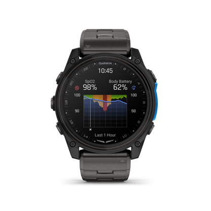 Garmin D2 Mach 2 Aviator Smartwatch: Carbon Gray DLC Titanium with Vented Titanium Bracelet (51 mm)