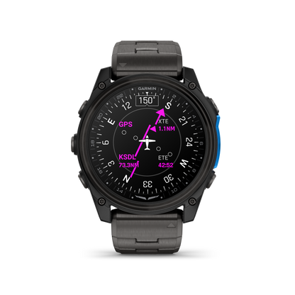 Garmin D2 Mach 2 Aviator Smartwatch: Carbon Gray DLC Titanium with Vented Titanium Bracelet (51 mm)