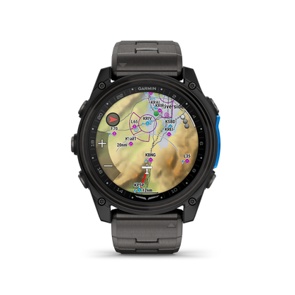 Garmin D2 Mach 2 Aviator Smartwatch: Carbon Gray DLC Titanium with Vented Titanium Bracelet (51 mm)
