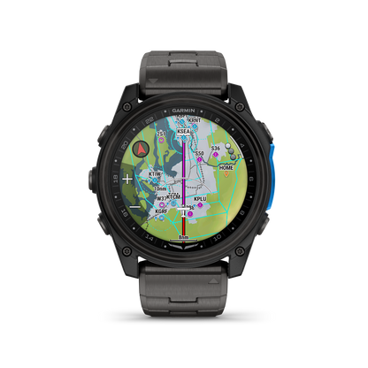 Garmin D2 Mach 2 Aviator Smartwatch: Carbon Gray DLC Titanium with Vented Titanium Bracelet (51 mm)