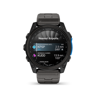 Garmin D2 Mach 2 Aviator Smartwatch: Carbon Gray DLC Titanium with Vented Titanium Bracelet (51 mm)