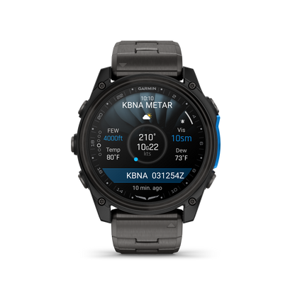 Garmin D2 Mach 2 Aviator Smartwatch: Carbon Gray DLC Titanium with Vented Titanium Bracelet (51 mm)