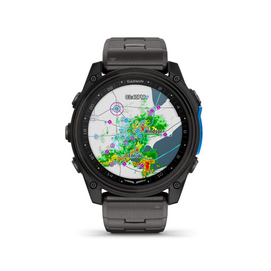 Garmin D2 Mach 2 Aviator Smartwatch: Carbon Gray DLC Titanium with Vented Titanium Bracelet (51 mm)