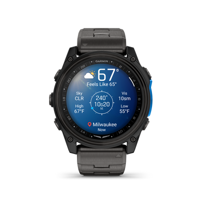 Garmin D2 Mach 2 Aviator Smartwatch: Carbon Gray DLC Titanium with Vented Titanium Bracelet (51 mm)