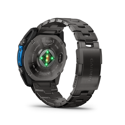 Garmin D2 Mach 2 Aviator Smartwatch: Carbon Gray DLC Titanium with Vented Titanium Bracelet (51 mm)