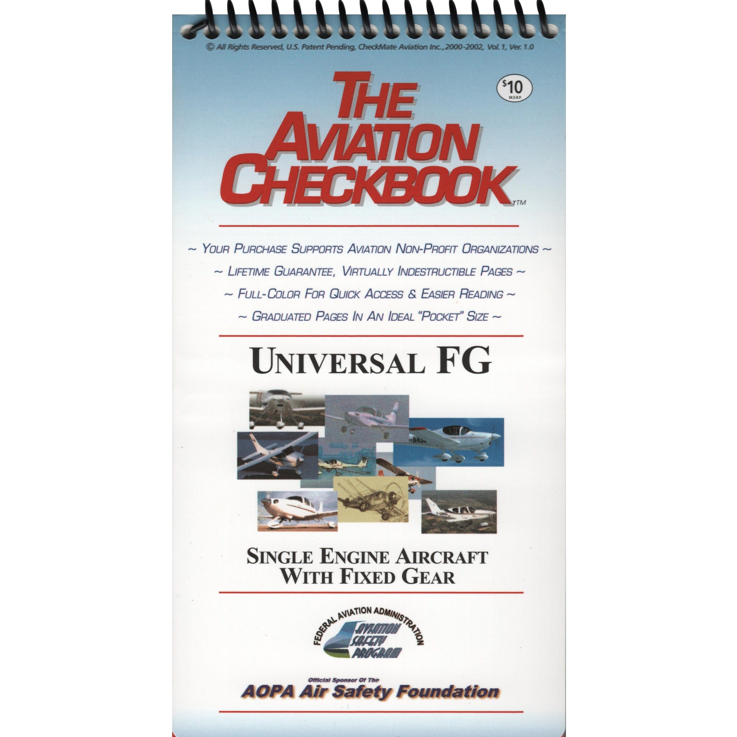Talonario de cheques de piñón fijo universal de modelo de aeronave no específico