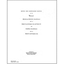 Essco Aircraft Aircraft Manual Beech Queen Air 65,80,& Model 18 Maintenance Manual (98-32516)