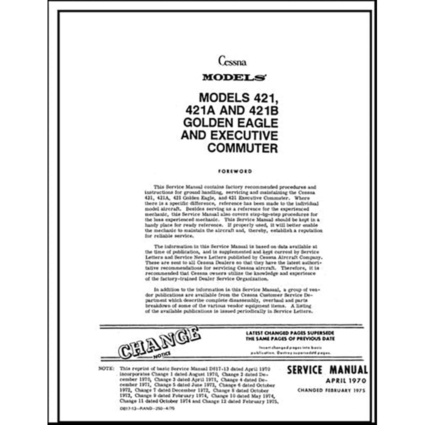 Cessna 421 Maintenance Manual Golden Eagle 196875
