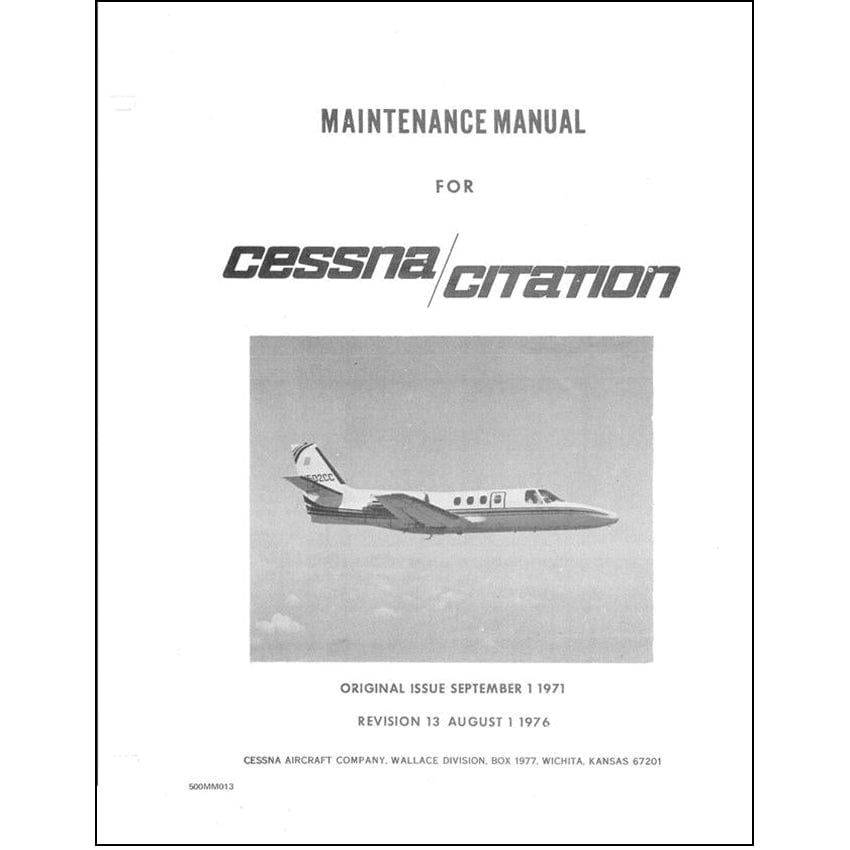 Essco Aircraft Aircraft Manual Cessna Citation 500 Series Maintenance Manual (2 Vol)