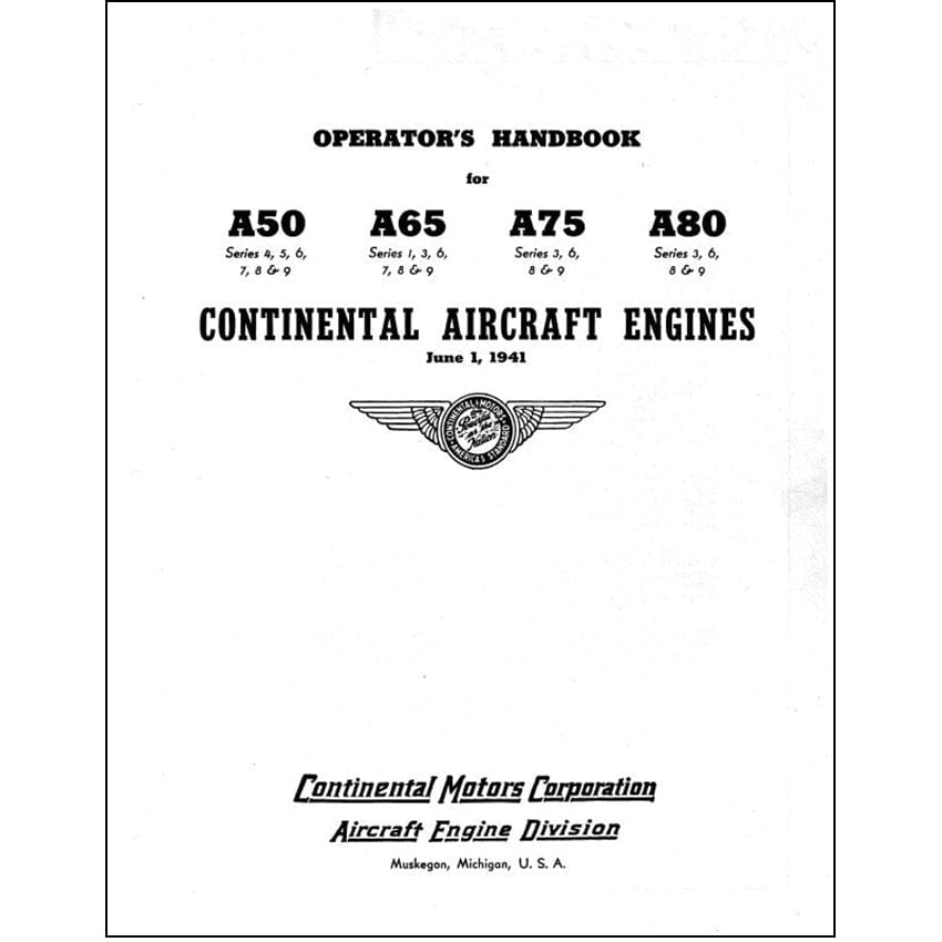 Essco Aircraft Aircraft Manual Continental A50, A65, A75, A80 Operator's Handbook (COA50,65,75,80M)