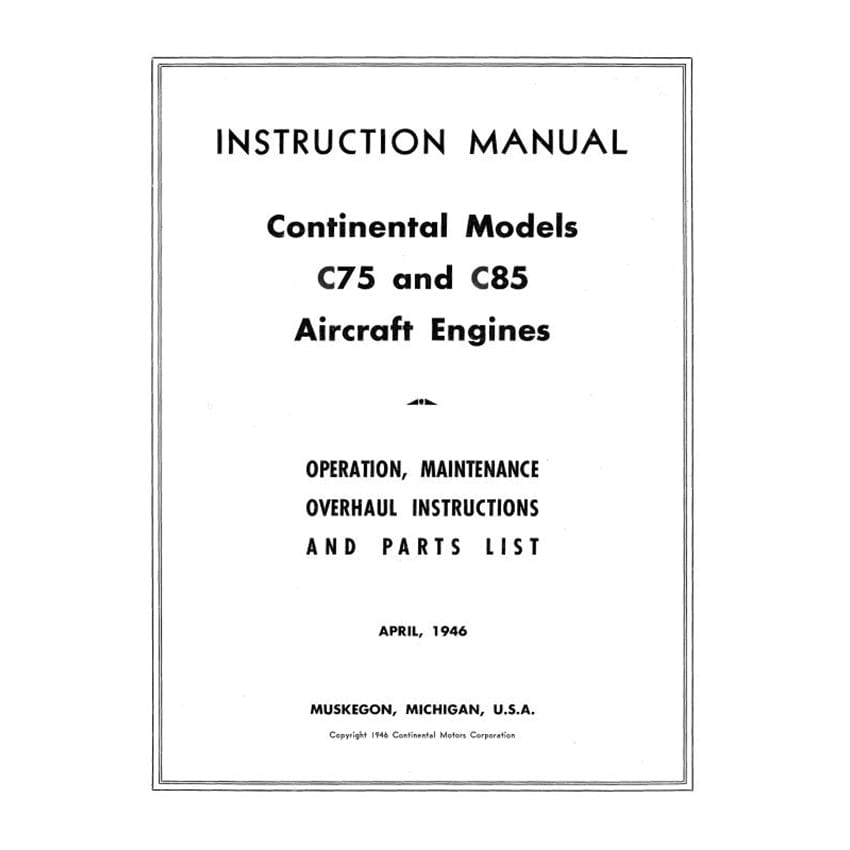 Essco Aircraft Aircraft Manual Continental C Series, C75, C85 Maintenance & Overhaul (COC75,85)