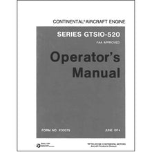 Essco Aircraft Aircraft Manual Continental GTSIO-520 Series 1974 Operator's Manual (X30079)