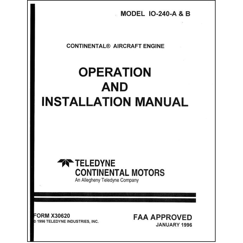 Essco Aircraft Aircraft Manual Continental IO-240A & B Series Operator's Manual (X30620)