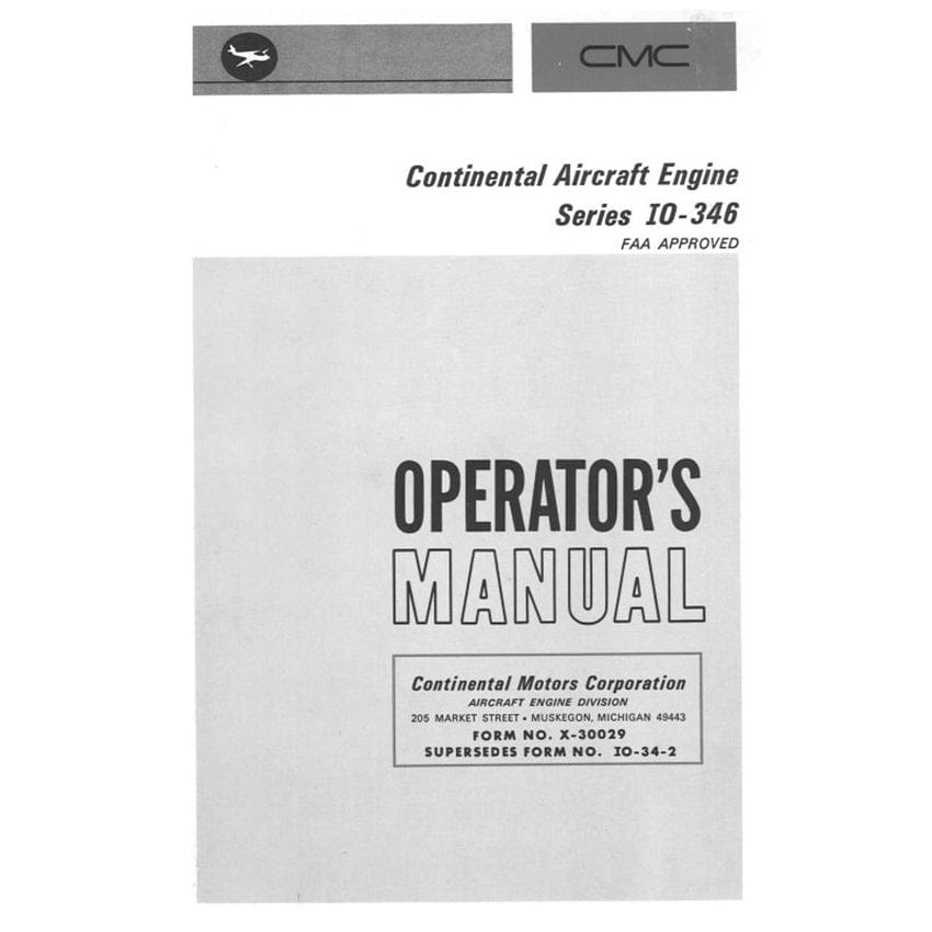 Essco Aircraft Aircraft Manual Continental IO-346-A Engine Operator's Manual (X30029)