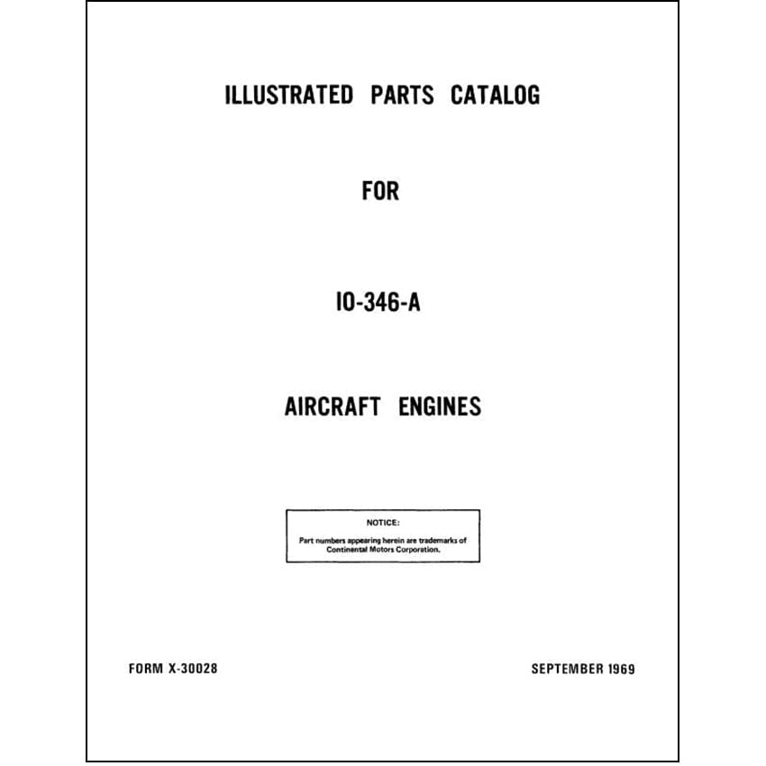 Essco Aircraft Aircraft Manual Continental IO-346-A Engine Parts Manual (COIO-346A-69-PC)