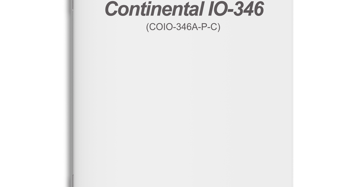 Continental IO-346 Engine Parts Manual | Clear Essco Reprint