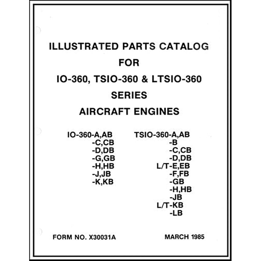 Essco Aircraft Aircraft Manual Continental IO,TSIO,LTSIO-360 Series Parts Catalog (X-30031A)