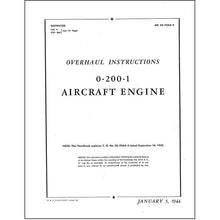 Essco Aircraft Aircraft Manual Continental O-200-1 Series Overhaul Instructions (COO2001SER-OH-C)