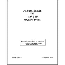 Essco Aircraft Aircraft Manual Continental Tiara 6-285 1972 Overhaul Manual (X-30144)