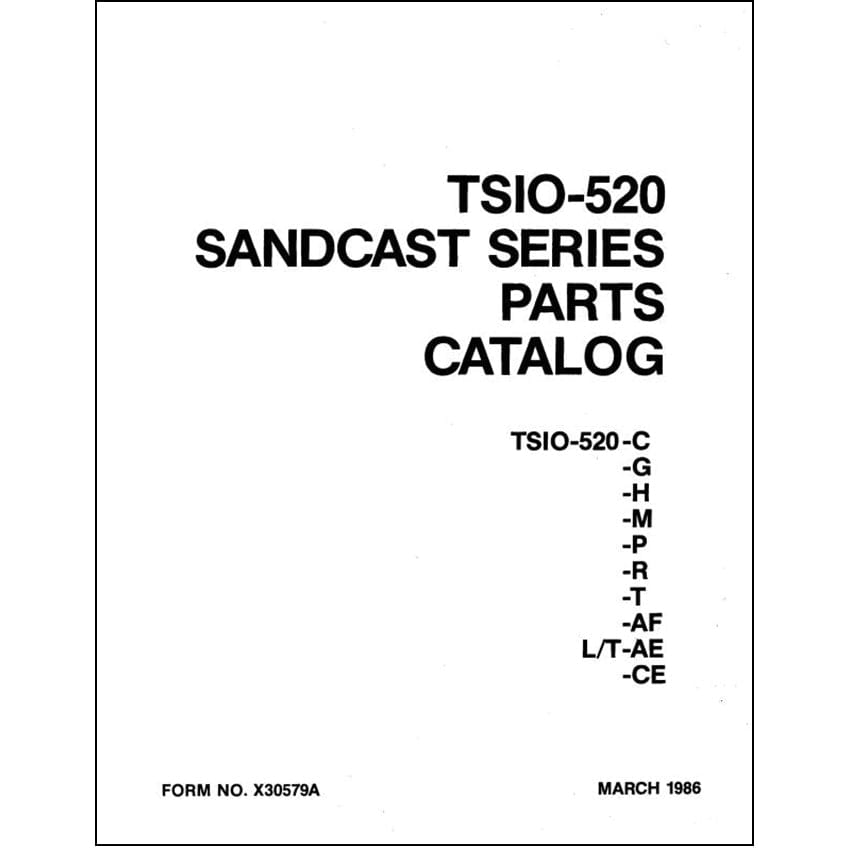 Essco Aircraft Aircraft Manual Continental TSIO 520 Series Parts Catalog (X30579A)