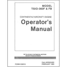 Essco Aircraft Aircraft Manual Continental TSIO360F & FB Series 1983 Operator's Manual (X-30512)